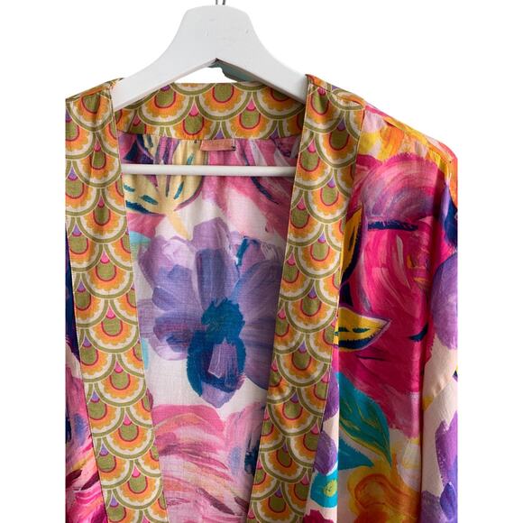 SOLD*** Powder Kimono Jacket Floral Frenzy Modal Boho Hippie Art to Wear - Picture 6 of 8